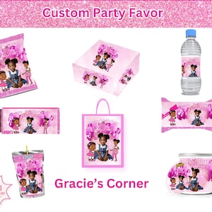 Gracies Corner inspired Party Favor template, gracies corner party, editable kids party favor, girls party favor, pink first birthday party