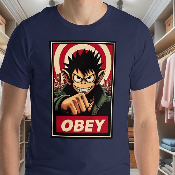 Obey Monkey T-Shirt, Cheeky Monkey Pop Art Tee, Bold Statement Military Monkey Shirt, Vintage-Inspired Propaganda Style Tee