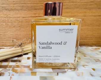 Diffuseur roseau minimaliste : parfum d'intérieur bois de santal et vanille