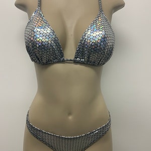 Silver mermaid 2 piece bikini set