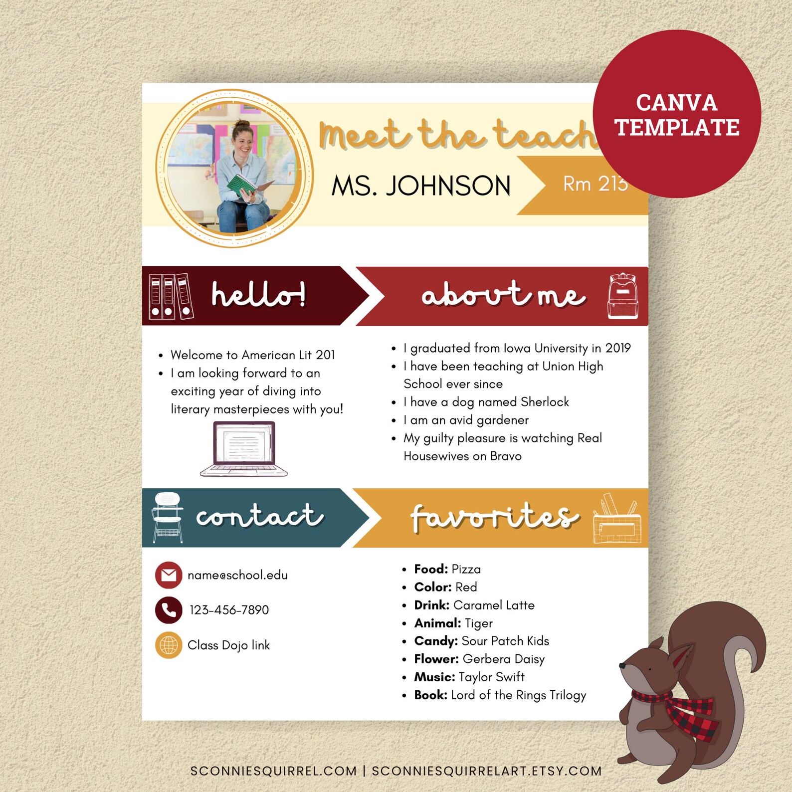 Meet the Teacher Printable Template, School Open House Canva Template ...