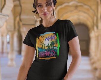 Island Tee, Empowerment, Eenheid, Onafhankelijkheid, Kracht, Individualiteit, Gemeenschap, Verbinding, Ondersteuning, Diversiteit, Dames Tee, Katoenen T-shirt