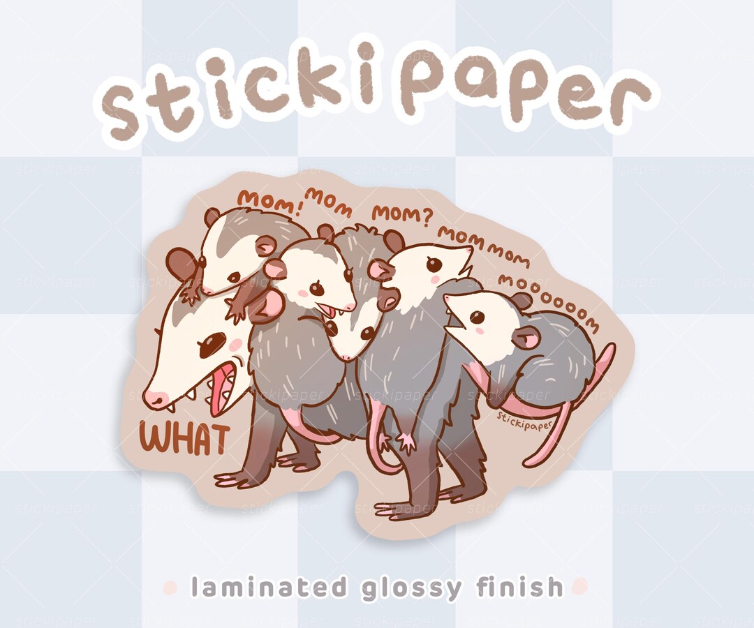 Cute Opossum Mom Vinyl Sticker | Funny Opossum Waterproof Sticker ...