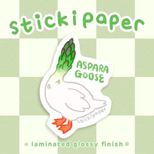 Cute Goose Vinyl Sticker | Asparagoose | Funny Hamster Waterproof Sticker for Water Bottle, Laptop | Gift for Her or Him