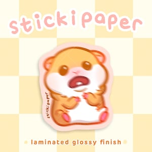 Scared Hamster Vinyl Sticker | Funny Hamster Waterproof Sticker for Water Bottle, Laptop | Gift for Her or Him