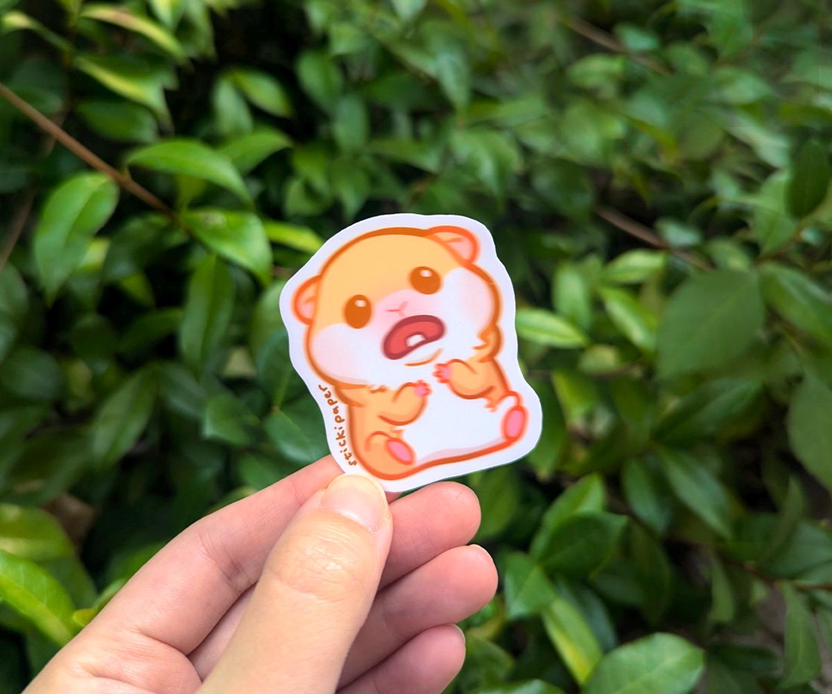 Scared Hamster Vinyl Sticker | Funny Hamster Waterproof Sticker ...