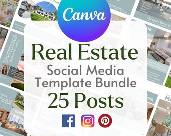 Realtor Social Media Canva Templates | Real Estate Posts Bundle