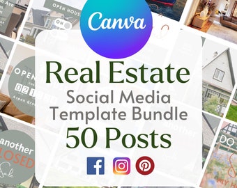 Real Estate Social Media Templates for Canva | Realtor Marketing Bundle