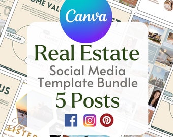 Real Estate Social Media Templates for Canva | Realtor Marketing