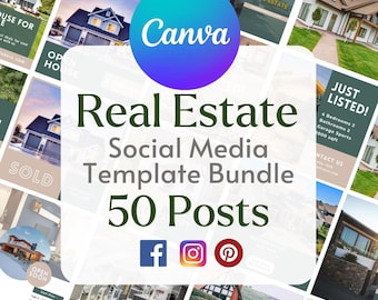 Real Estate Social Media Templates | Canva Realtor Bundle (50+)