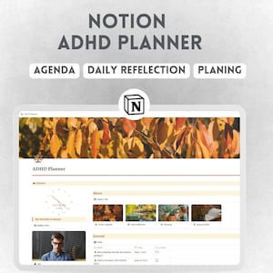 ADHD Notion Planner | Notion Template ADHD Notion Planner | Notion Life Planner | All In One Minimal Personal Planner