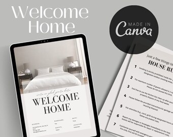Airbnb Welcome Book Canva Template | Vacation Rental Guide (Editable)