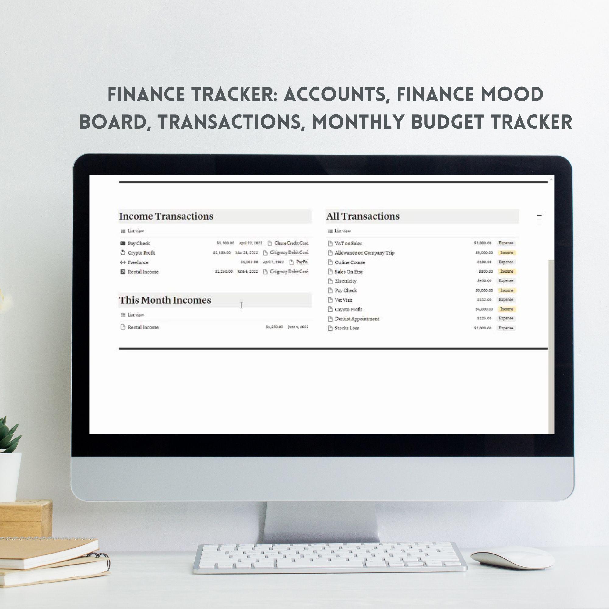 Notion Template Personal Finance Tracker | Budget Tracker | Income ...