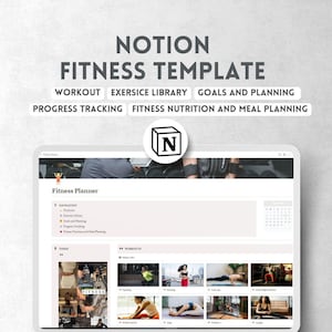 Notion Template Fitness Workout | All in One Ultimate Planner | Saúde, hábitos, metas, nutrição, rastreador de autocuidado | Treinamento pessoal