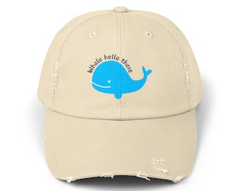 Whimsical Whale Hat, 'Whale Hello There' Embroidered Cap, Casual Ocean Theme Headwear, Cute Animal Hat, Gift for Marine Life Enthusiasts