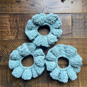 Handmade Aqua Satin Scrunchie – Soft Hair Tie for Women – Elegant Blue Hair Accessory – Gift for Her – Satin Yarn Scrunchy