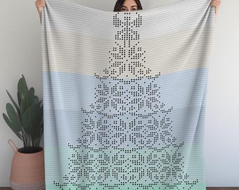 Elegante coperta all'uncinetto a forma di albero di Natale con fiocco di neve / Coperta per le vacanze invernali / Modello PDF