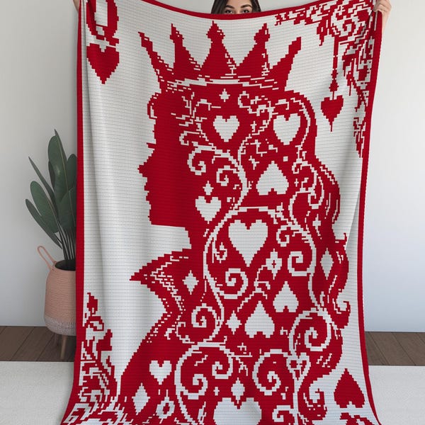 Padrão de crochê em mosaico com sobreposição da Rainha de Copas (PDF)