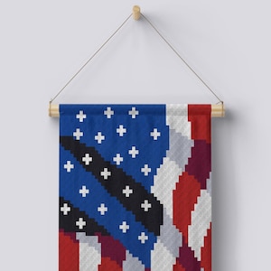 American Flag C2C Crochet Pattern – Patriotic USA Banner – Corner to Corner Digital Pattern – Independence Day Wall Hanging
