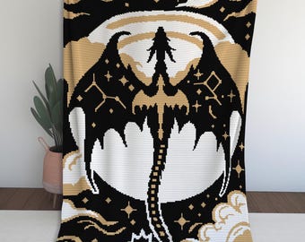 Celestial Dragon Blanket Pattern – Romantic Fantasy Inspired Single Crochet Tapestry Pattern Design (PDF)