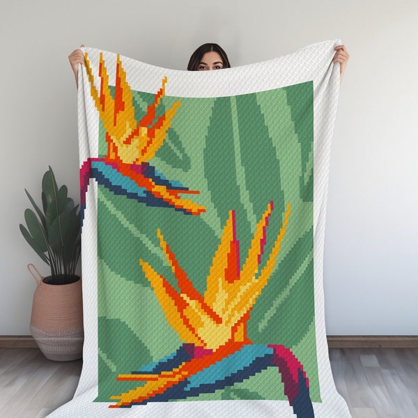 Bird of Paradise Crochet Blanket Pattern: C2C Flower Bloom (PDF Pattern)