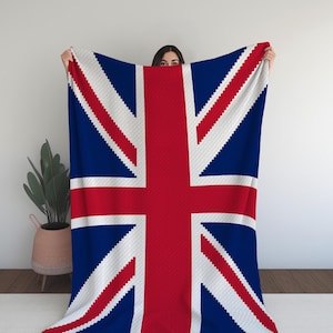 UK Flag Union Jack C2C Crochet Digital Pattern – Celebrate British Pride!