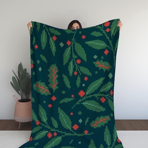 Christmas Leaves and Cherry C2C Crochet Digital Pattern  Christmas Reindeer and Starry Night Blanket