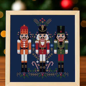 Three Nutcracker Christmas Cross Sititch Digital Pattern - Holiday Décor and Gift Idea