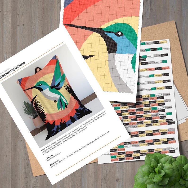 Hummingbird Sunset Crochet Pattern: Colorful Tapestry Wall Art (PDF ...
