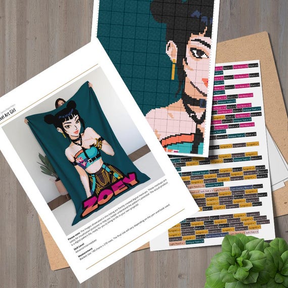 Pixel Art Kpop Blanket Crochet Pattern: Anime Girl Throw (PDF) - Etsy