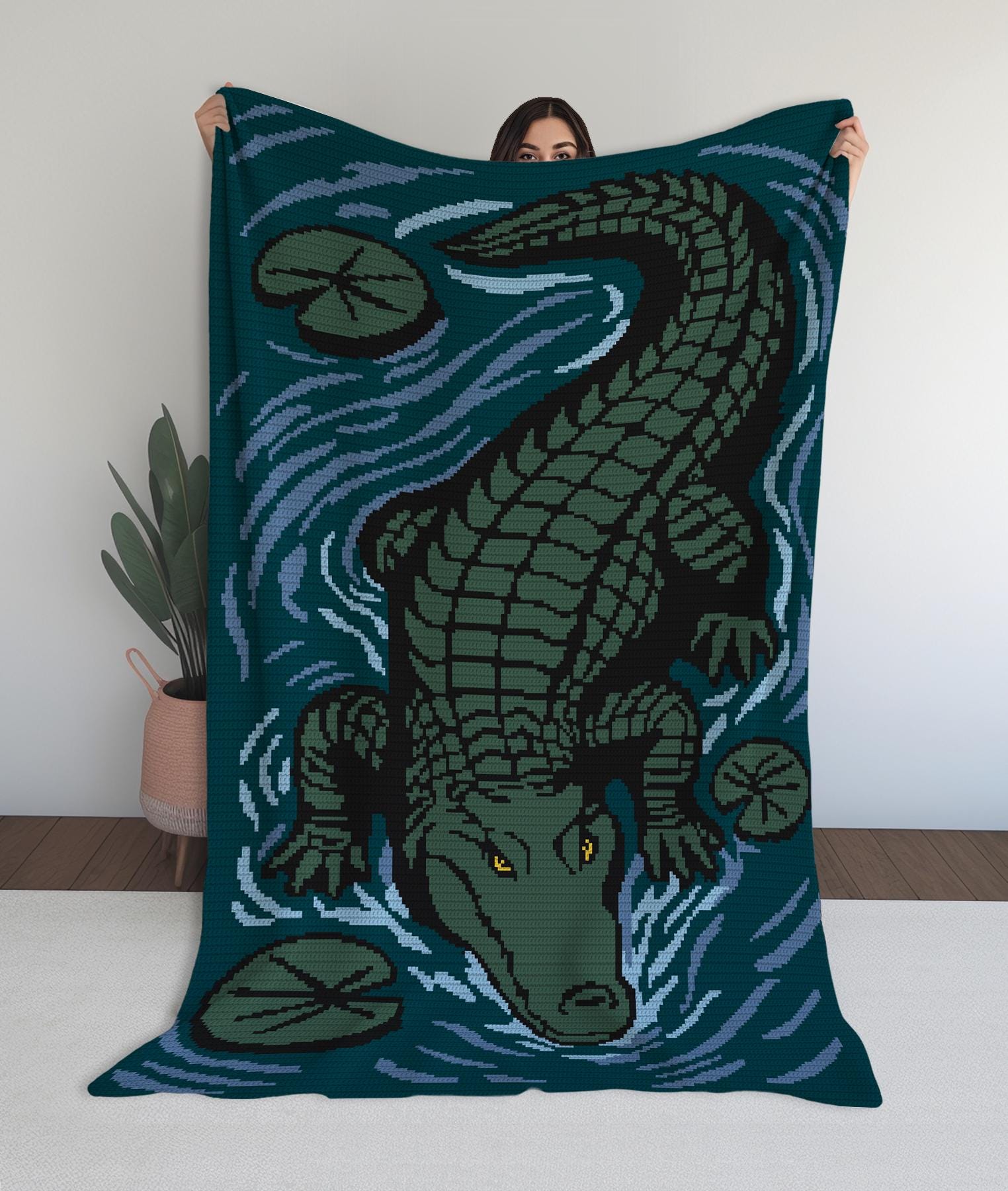 40 Alligator Crochet Patterns for Handmade Gifts, Nursery Decor, and Playful Amigurumi 17 Alligator Crochet Blanket Pattern: Swamp Tapestry