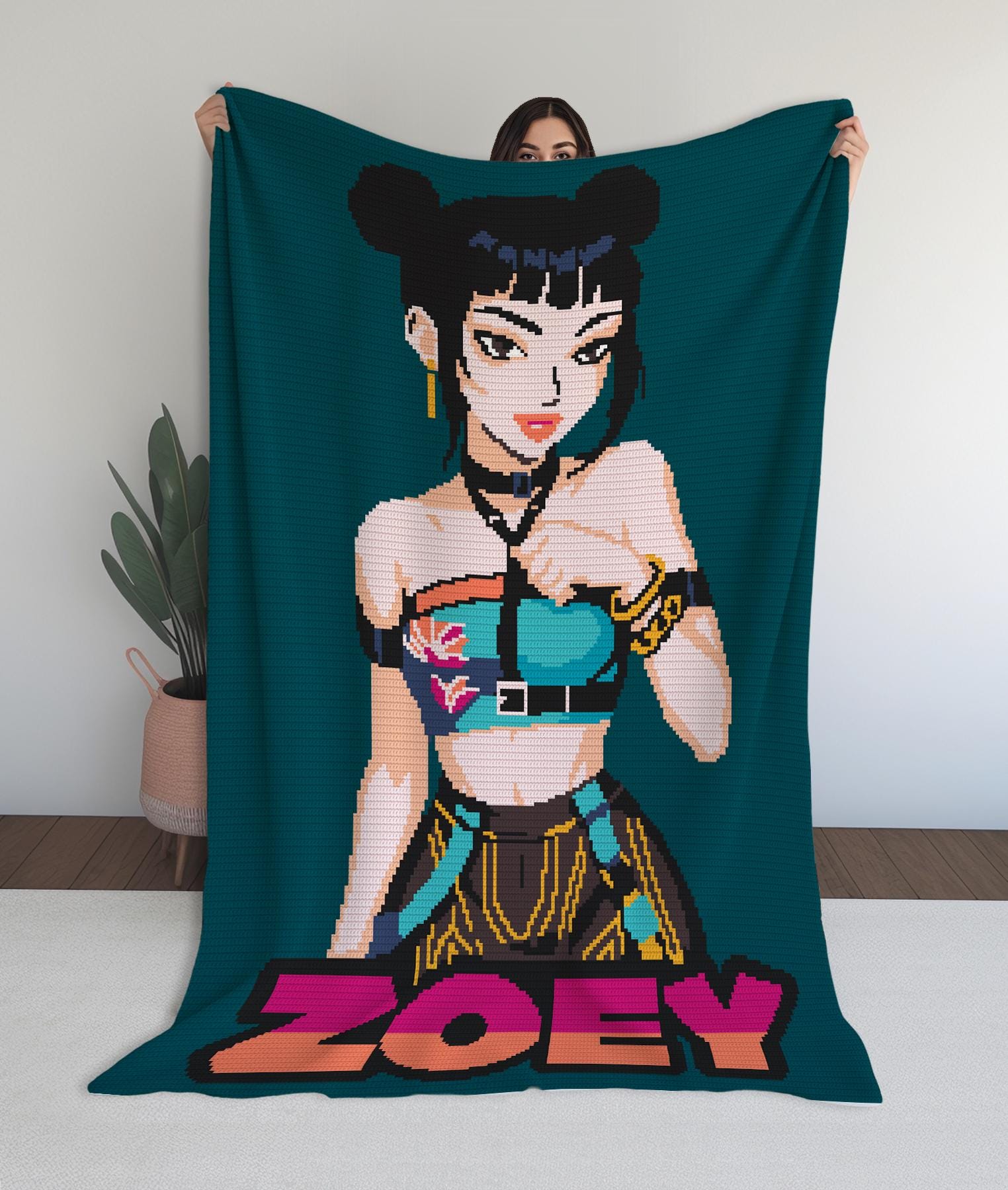 30 Pixel Crochet Patterns for Bold Colorwork, Blankets, Bags, and Amigurumi 2 Pixel Art Kpop Blanket Crochet Pattern: Anime Girl Throw