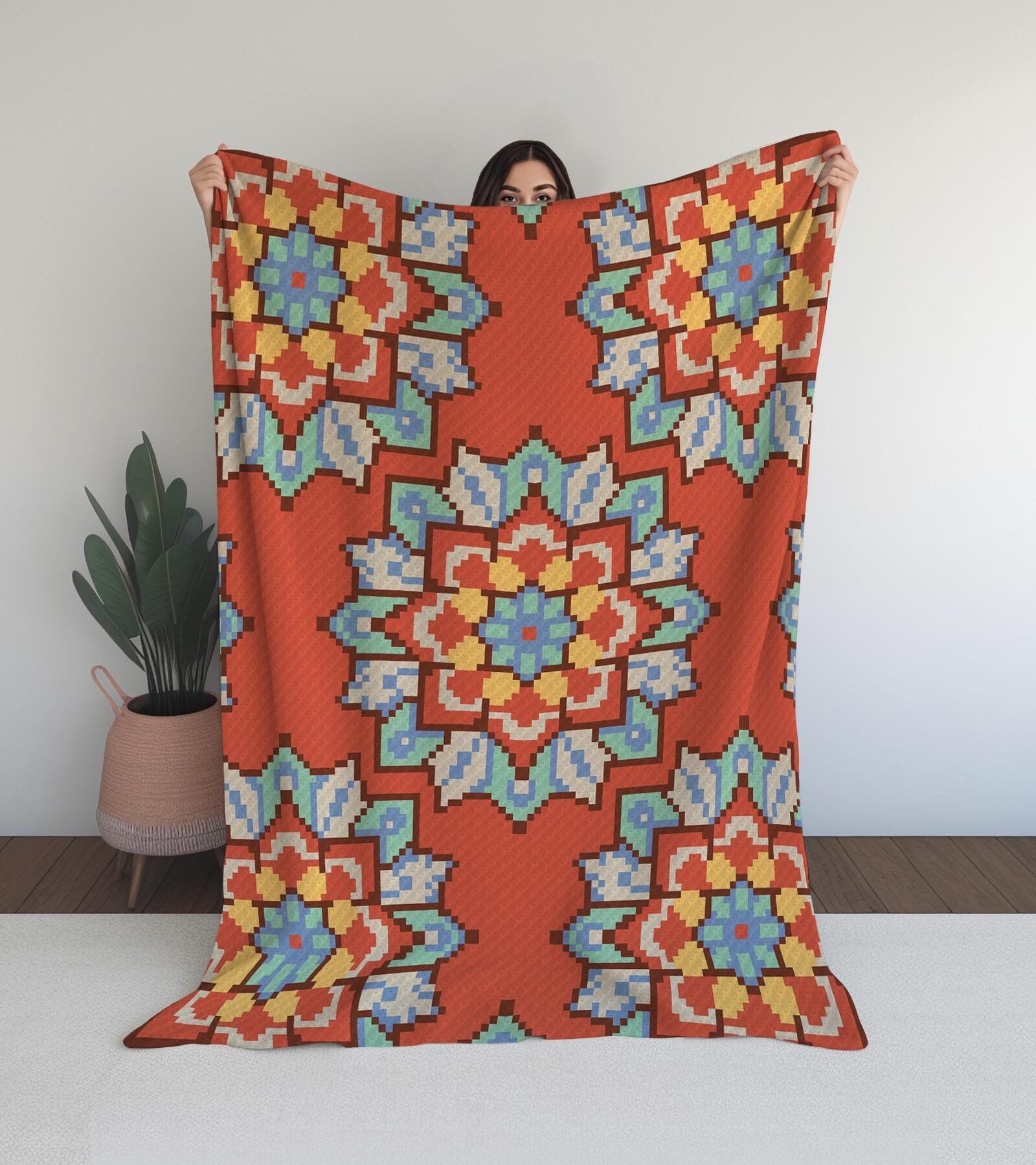 マンダラC2Cかぎ針編みブランケットパターン：幾何学模様のホーム