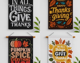 Thanksgiving Tapestry Crochet Pattern Bundle - Fall Wall Hanging (PDF Pattern)