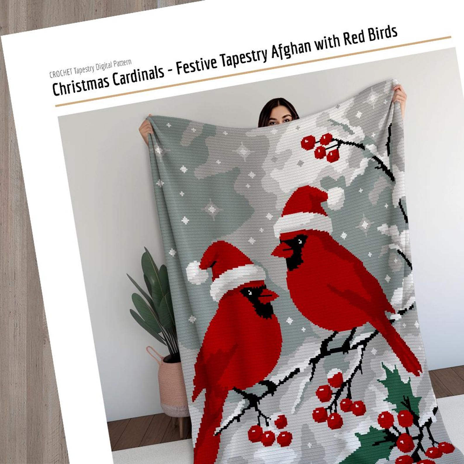 Free Printable Cardinal Graphgan Patterns.pdf Christmas Cardinals Tapestry Crochet Blanket Pattern: Holiday Graphgan ...