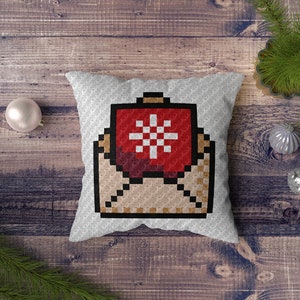 Patrón digital de cuadrado de crochet Carta a Papá Noel C2C: perfecto para cojines y mantas personalizables