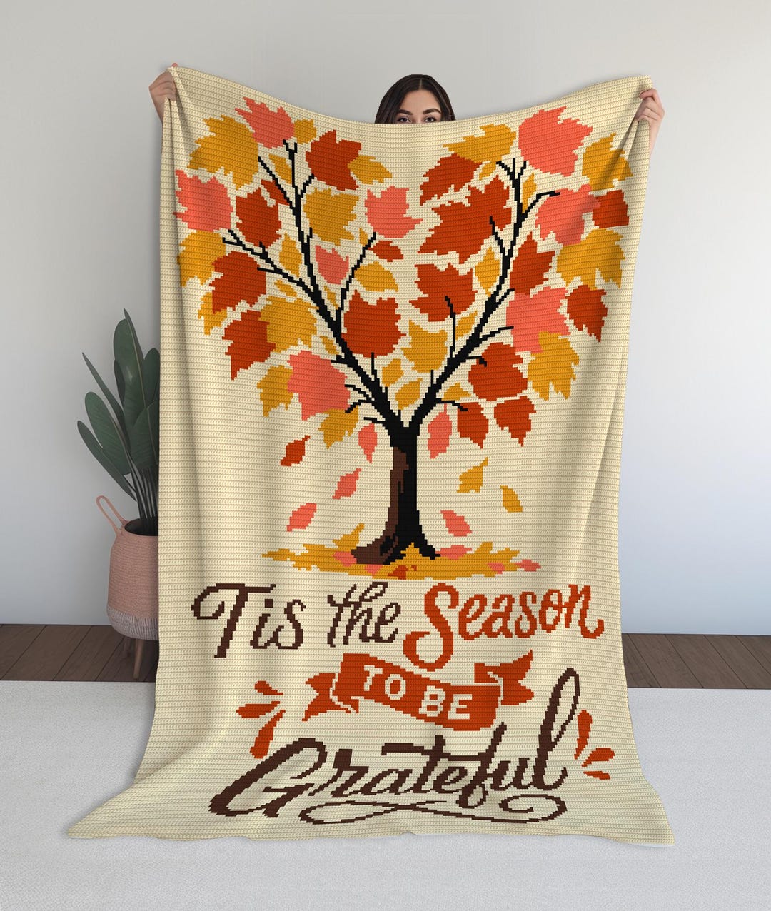 Fall Tree Crochet Blanket Pattern: Thanksgiving Tapestry (PDF) - Etsy