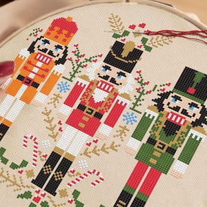 Three Nutcracker Christmas Cross Stitch Pattern: Holiday Decor (digital ...
