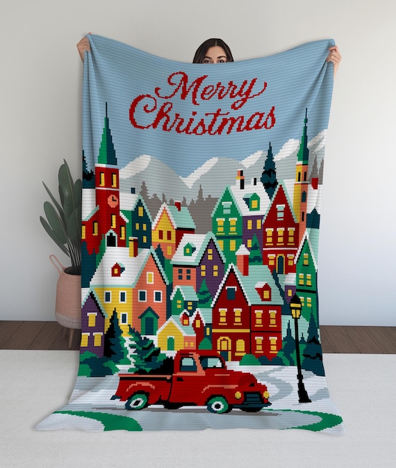 Christmas Village Crochet Blanket Pattern: Winter Town Graphgan (PDF Pattern