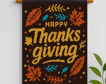 Thanksgiving Tapestry Crochet Pattern: Fall Leaves Wall Hanging (PDF)
