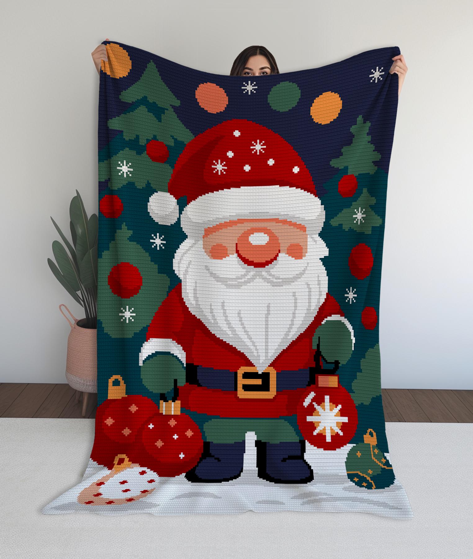 かぎ針編み クリスマス タペストリー 膝掛け マルチ ソファカバー