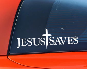 Jesus Saves Decal Christian Faith Religious Car Window Graphic Bible Verse Church Gift Prayer God Sticker