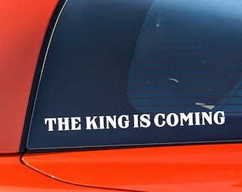 The King Is Coming Jesus Decal Christian Faith Religious Car Window Sticker Bible Verse Church Gift Prayer graphic