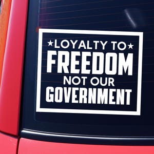 Loyalty To Freedom Not Government Sticker Anti Government Less Control Decal Funny Political Satire Conservative Car vinyl Sticker Gift