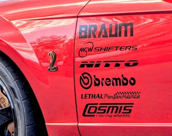 Aftermarket Car Brand Decals 500+ Racing Sponsor Stickers Brakes Wheels Tires Exhaust Suspension Tuner Project Car Performance Vinyl Graphic