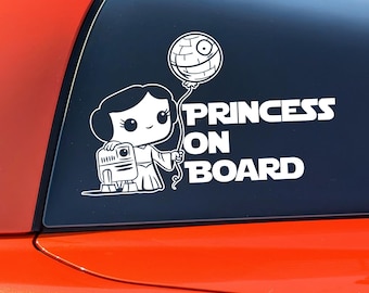 Princess Leia On Board Car Decal Graphic Star Wars Baby Sticker Infant Safety Sign Baby Girl Shower Gift Newborn Parents