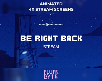 Animated 90s Night Scene Stream Screens: Twitch Overlay (MP4)