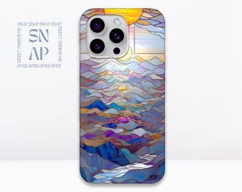 Stained Glass Sunrise Phone Case, iPhone 15 14 12 11 X, Samsung Galaxy S23 S22 S21 S20, Phone Casing,