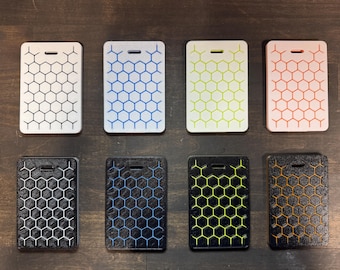 RFID Keycard Protector | Digital Key Card Holder | for Lanyard / Keyback | Honeycomb Hex Pattern | Color Options | PETG