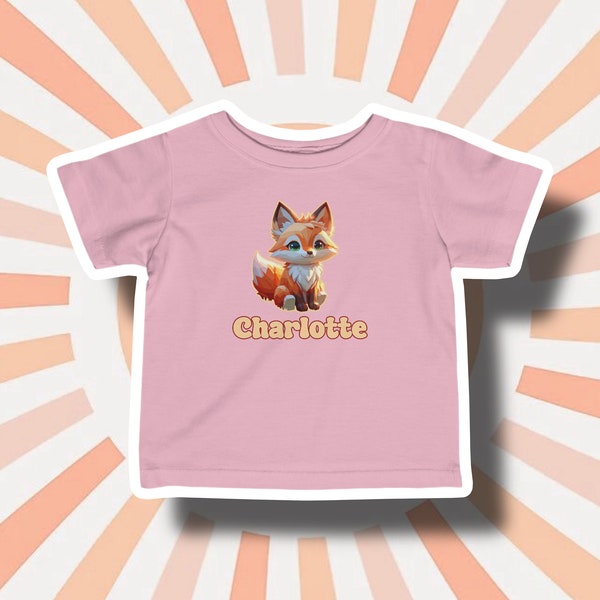 Custom Baby Fox T-Shirt & Bodysuit - Cozy Cotton, Personalized Gifts for Babies, Multiple Colors, Infant Onesie, Customizable